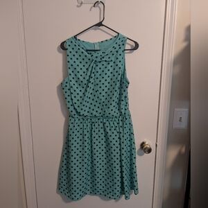 Cute green and black polka dot dress, size L